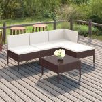 Set mobilier de grădină cu perne, 5 piese, maro, poliratan GartenMobel Dekor