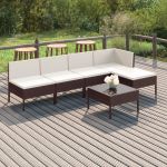Set mobilier de grădină cu perne, 6 piese, maro, poliratan GartenMobel Dekor