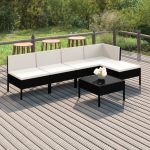 Set mobilier de grădină cu perne, 6 piese, negru, poliratan GartenMobel Dekor