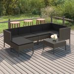 Set mobilier de grădină cu perne, 7 piese, gri, poliratan GartenMobel Dekor