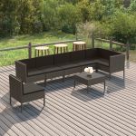 Set mobilier de grădină cu perne, 8 piese, gri, poliratan GartenMobel Dekor