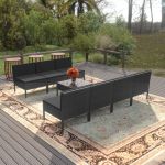 Set mobilier de grădină cu perne, 8 piese, negru, poliratan GartenMobel Dekor