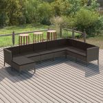 Set mobilier de grădină cu perne, 8 piese, gri, poliratan GartenMobel Dekor