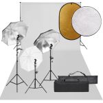 Kit studio foto cu set de lumini, fundal și reflector GartenMobel Dekor