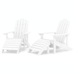 Scaune de grădină Adirondack cu taburete, 2 buc., alb, HDPE GartenMobel Dekor