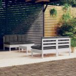 Set mobilier grădină cu perne antracit, 5 piese, lemn de pin GartenMobel Dekor