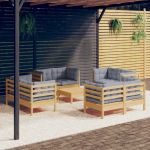 Set mobilier de grădină cu perne, 5 piese, gri, lemn de pin GartenMobel Dekor