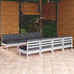 Set mobilier de grădină cu perne, 9 piese, lemn masiv de pin GartenMobel Dekor