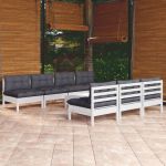 Set mobilier de grădină cu perne antracit, 8 piese, lemn de pin GartenMobel Dekor