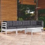 Set mobilier de grădină cu perne, 5 piese, lemn masiv de pin GartenMobel Dekor
