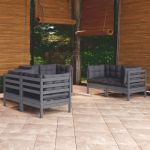 Set mobilier de grădină cu perne, 6 piese, lemn masiv de pin GartenMobel Dekor