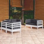 Set mobilier de grădină cu perne, 6 piese, lemn masiv de pin GartenMobel Dekor