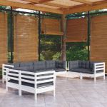Set mobilier de grădină cu perne, 8 piese, lemn masiv de pin GartenMobel Dekor