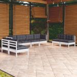 Set mobilier de grădină cu perne, 8 piese, lemn masiv de pin GartenMobel Dekor