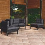 Set mobilier grădină cu perne, 4 piese, lemn masiv de pin GartenMobel Dekor