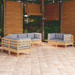 Set mobilier grădină cu perne gri, 7 piese, lemn masiv de pin GartenMobel Dekor