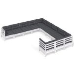 Set de șezlonguri de grădină cu perne 11 piese alb lemn de pin GartenMobel Dekor