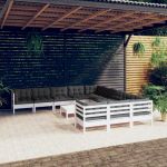 Set mobilier grădină cu perne, 12 piese, alb, lemn de pin GartenMobel Dekor