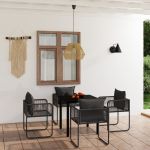 Set de servit masa pentru grădină, 5 piese, negru GartenMobel Dekor