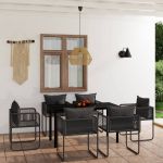 Set de servit masa pentru grădină, 7 piese, negru GartenMobel Dekor