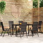 Set de servit masa pentru grădină, 7 piese, negru GartenMobel Dekor