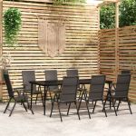 Set mobilier de grădină, 9 piese, negru GartenMobel Dekor
