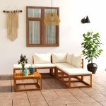 Set mobilier de grădină cu perne, 6 piese, lemn masiv de acacia GartenMobel Dekor
