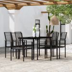 Set de servit masa pentru grădină, 7 piese, negru GartenMobel Dekor