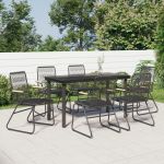 Set mobilier de grădină, 7 piese, negru, ratan PVC GartenMobel Dekor