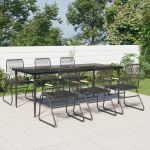 Set mobilier de grădină, 7 piese, negru, ratan PVC GartenMobel Dekor