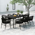 Set mobilier de grădină, 9 piese, negru GartenMobel Dekor