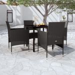 Set masă pentru grădină, 5 piese, cu perne, negru GartenMobel Dekor