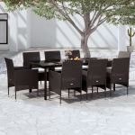 Set mobilier de grădină cu perne, 9 piese, negru GartenMobel Dekor