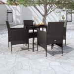 Set masă pentru grădină, 5 piese, cu perne, negru GartenMobel Dekor