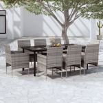 Set mobilier de grădină cu perne, 9 piese, gri și negru GartenMobel Dekor