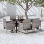 Set de servit masa pentru grădină, 7 piese, gri și negru GartenMobel Dekor