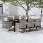 Set mobilier de grădină cu perne, 9 piese, gri și negru GartenMobel Dekor