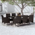 Set mobilier de grădină cu perne, 9 piese, negru GartenMobel Dekor