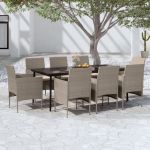 Set mobilier de grădină, cu perne, 9 piese, bej și negru GartenMobel Dekor