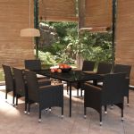 Set mobilier de grădină cu perne, 9 piese, negru GartenMobel Dekor