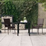 Set mobilier de grădină, 3 piese, maro și negru GartenMobel Dekor