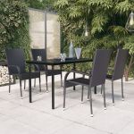Set mobilier de grădină, 5 piese, negru GartenMobel Dekor