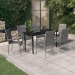 Set mobilier de grădină, 7 piese, gri și negru GartenMobel Dekor