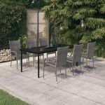 Set mobilier de grădină ,gri și negru, 7 piese GartenMobel Dekor