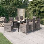 Set de mobilier pentru grădină, cu perne, 9 piese, gri GartenMobel Dekor