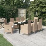 Set de mobilier pentru grădină cu perne, 9 piese, bej GartenMobel Dekor