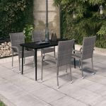 Set de servit masa pentru grădină, 5 piese, gri și negru GartenMobel Dekor