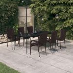 Set mobilier de grădină, 7 piese, maro și negru GartenMobel Dekor