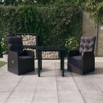 Set mobilier de grădină cu perne, 3 piese, negru GartenMobel Dekor