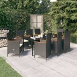 Set mobilier pentru grădină cu perne, 9 piese, negru GartenMobel Dekor